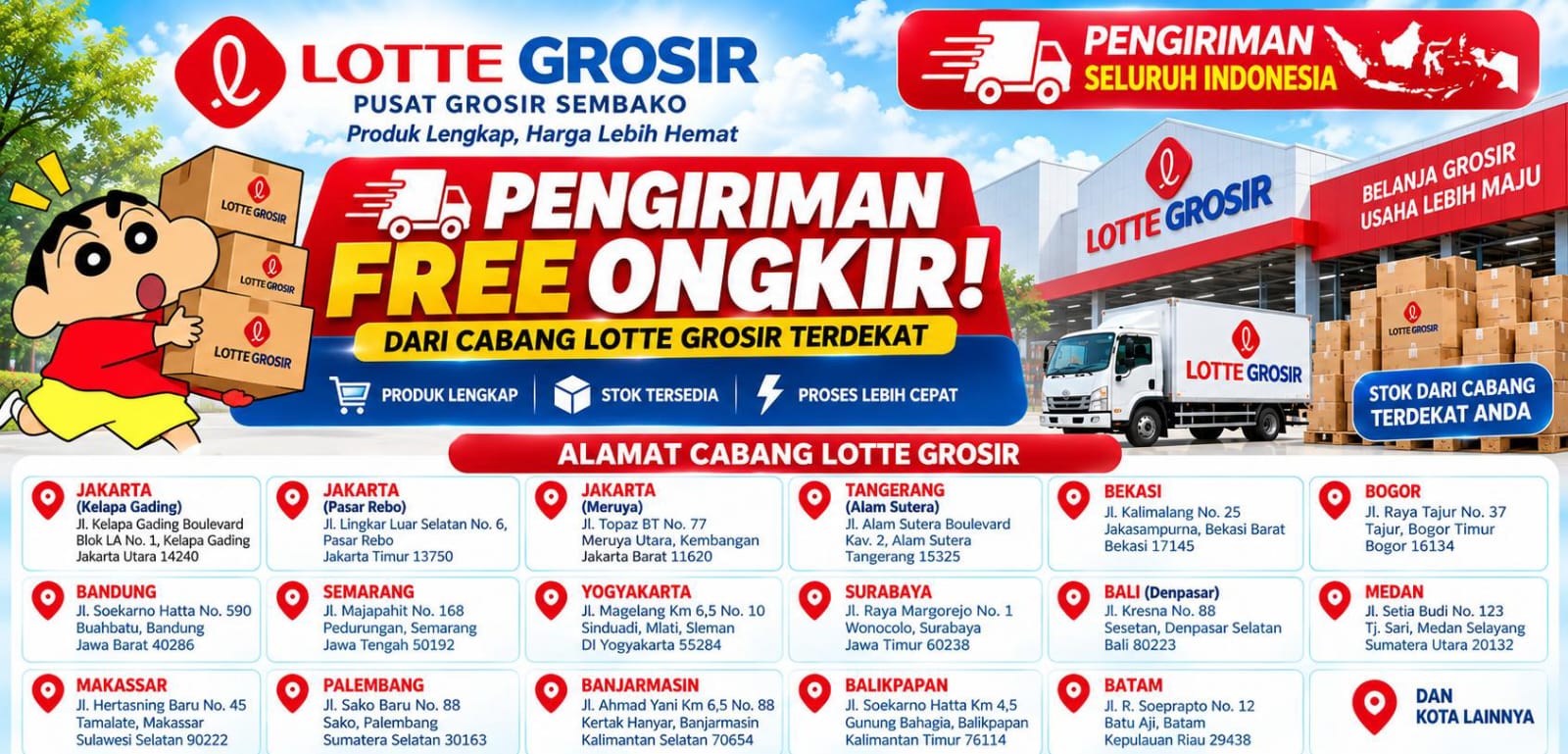 Pengiriman Free Ongkir Cabang Lotte Grosir Terdekat