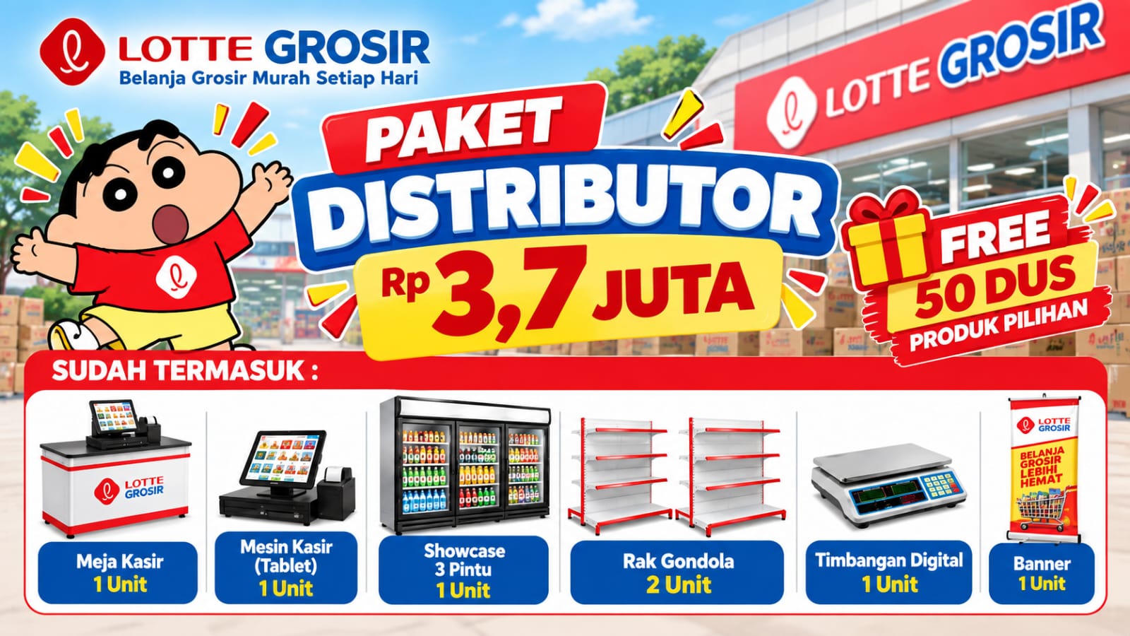 Paket Distributor Lotte Grosir Rp 3,7 Juta